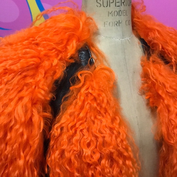 Krizia Orange Mongolian Fur Bolero Jacket - Picture 2 of 8